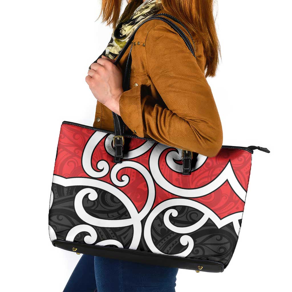 New Zealand Leather Tote Bag Maori Koru Tino Rangatiratanga Color - Polynesian Pride