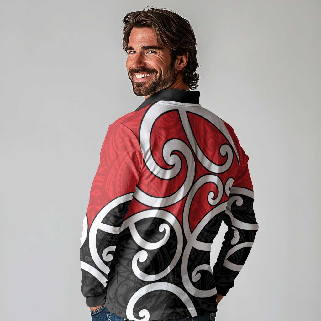 New Zealand Long Sleeve Polo Shirt Maori Koru Tino Rangatiratanga Color - Polynesian Pride