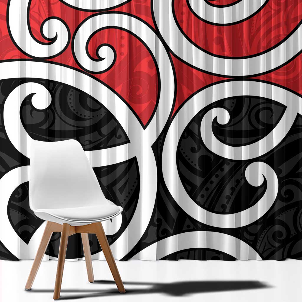 New Zealand Window Curtain Maori Koru Tino Rangatiratanga Color - Polynesian Pride
