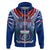 Custom Samoa Rugby Hoodie 2023 Go Manu Samoa With Ula Fala Style LT14 Zip Hoodie Blue - Polynesian Pride