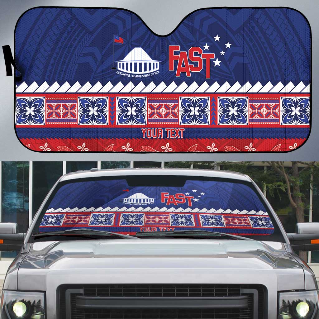 Personalised FAST Samoa Siapo Auto Sun Shade Teuila Flowers Samoan Pattern - Polynesian Pride