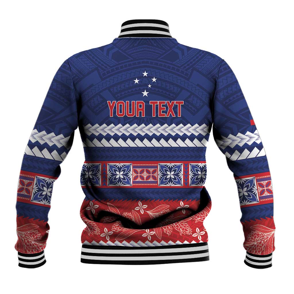 Personalised FAST Samoa Siapo Baseball Jacket Teuila Flowers Samoan Pattern - Polynesian Pride