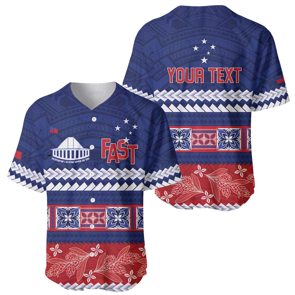 Personalised FAST Samoa Siapo Baseball Jersey Teuila Flowers Samoan Pattern - Polynesian Pride