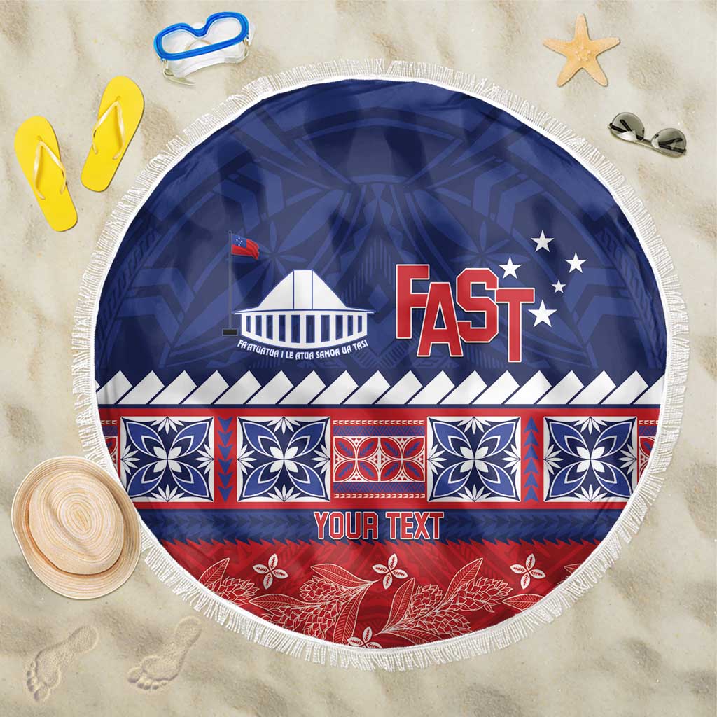 Personalised FAST Samoa Siapo Beach Blanket Teuila Flowers Samoan Pattern - Polynesian Pride