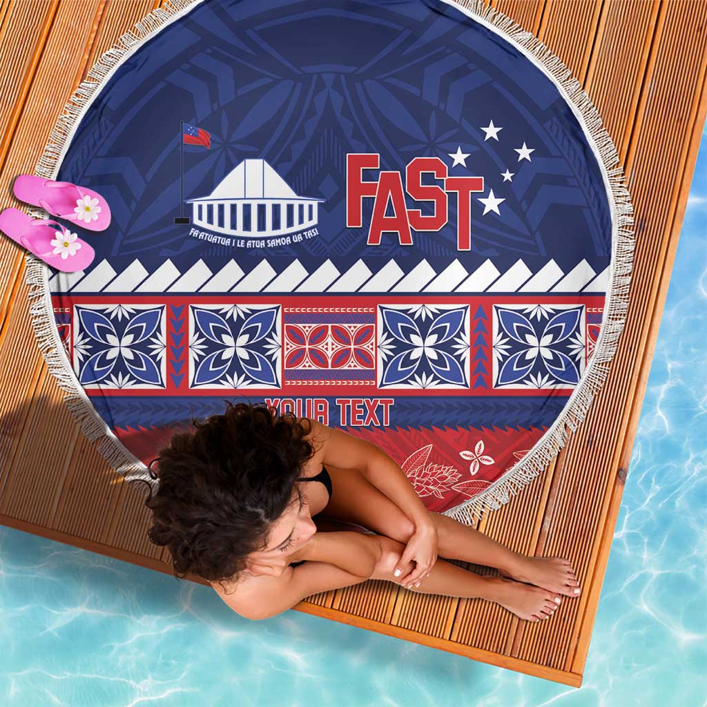 Personalised FAST Samoa Siapo Beach Blanket Teuila Flowers Samoan Pattern - Polynesian Pride