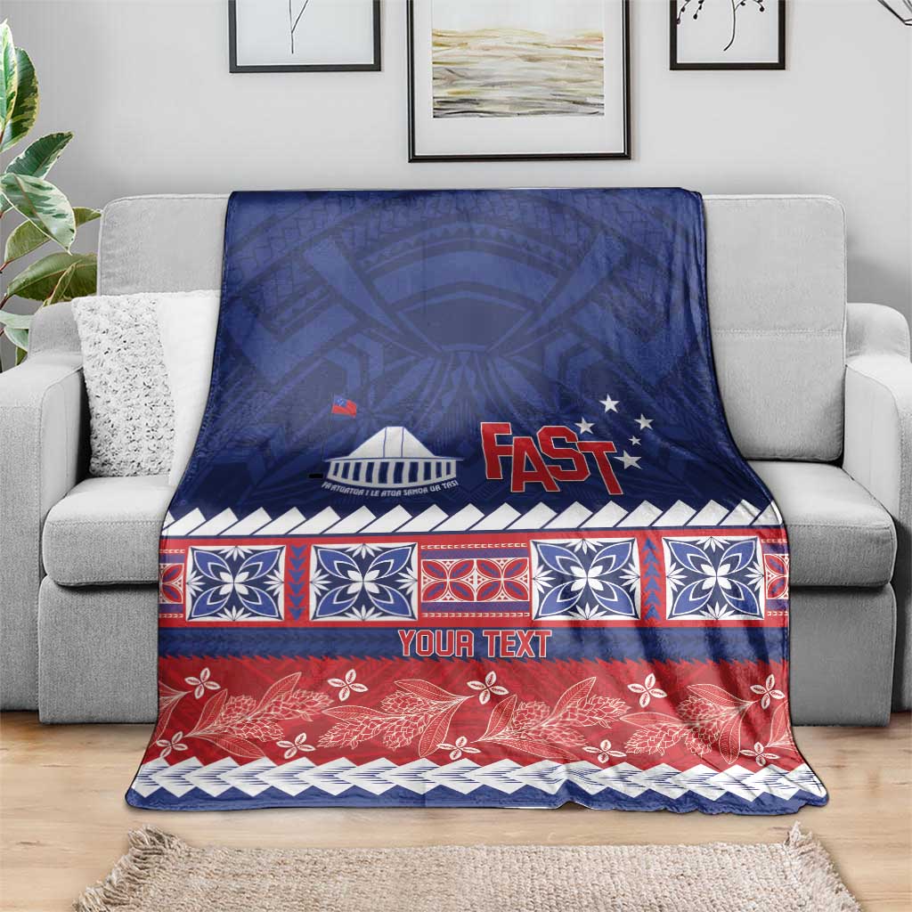 Personalised FAST Samoa Siapo Blanket Teuila Flowers Samoan Pattern - Polynesian Pride