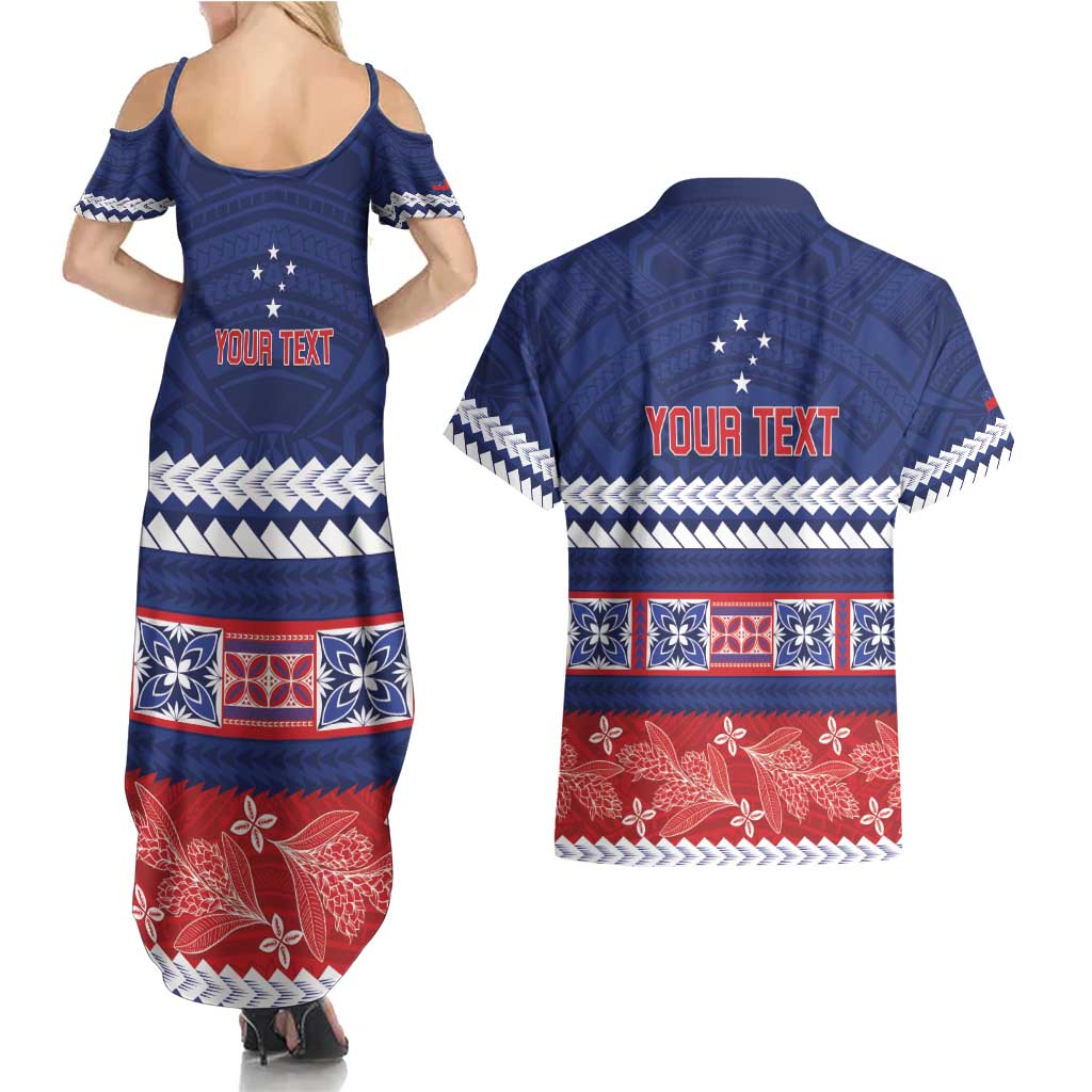 Personalised FAST Samoa Siapo Couples Matching Summer Maxi Dress and Hawaiian Shirt Teuila Flowers Samoan Pattern - Polynesian Pride