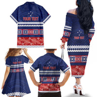 Personalised FAST Samoa Siapo Family Matching Off The Shoulder Long Sleeve Dress and Hawaiian Shirt Teuila Flowers Samoan Pattern - Polynesian Pride