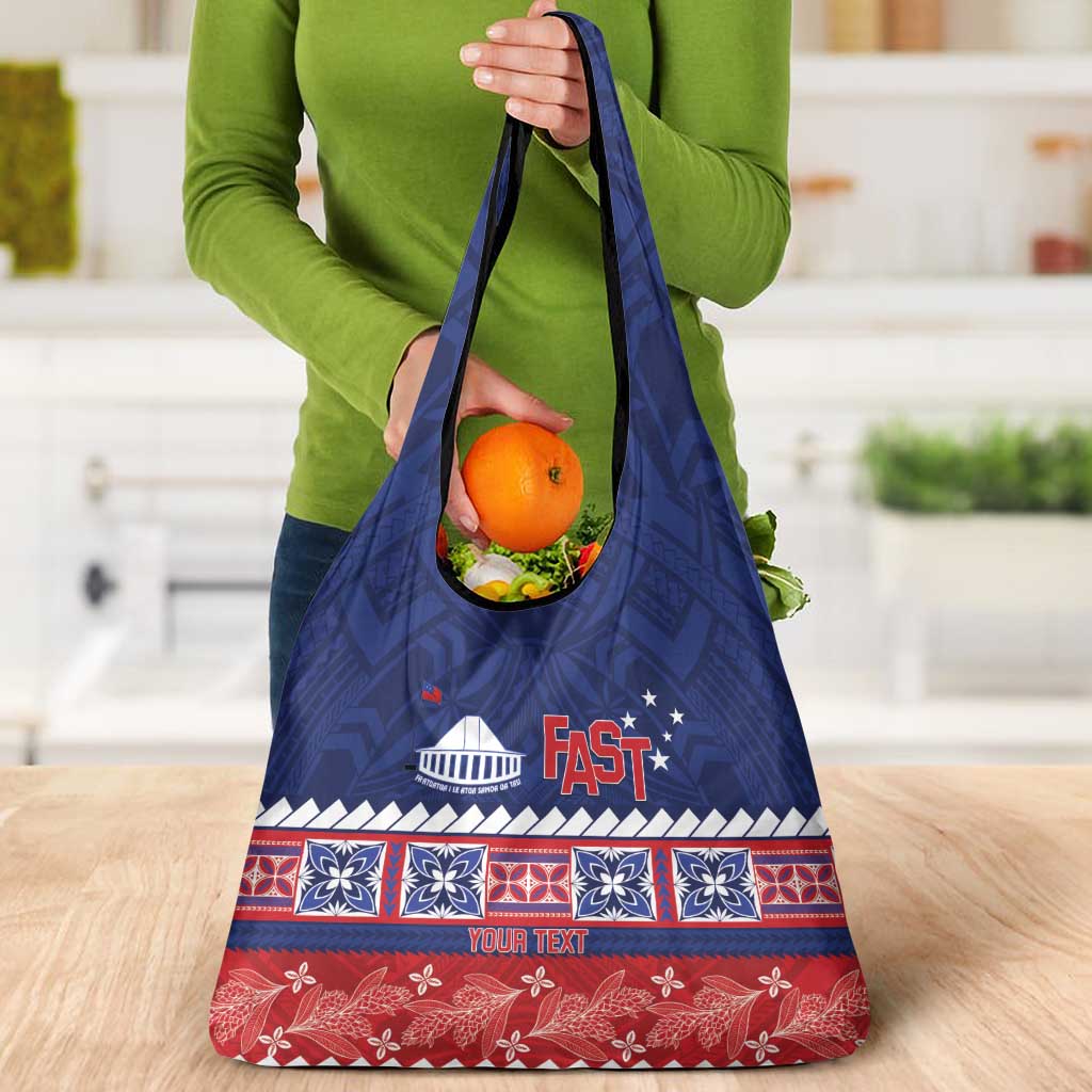 Personalised FAST Samoa Siapo Grocery Bag Teuila Flowers Samoan Pattern - Polynesian Pride