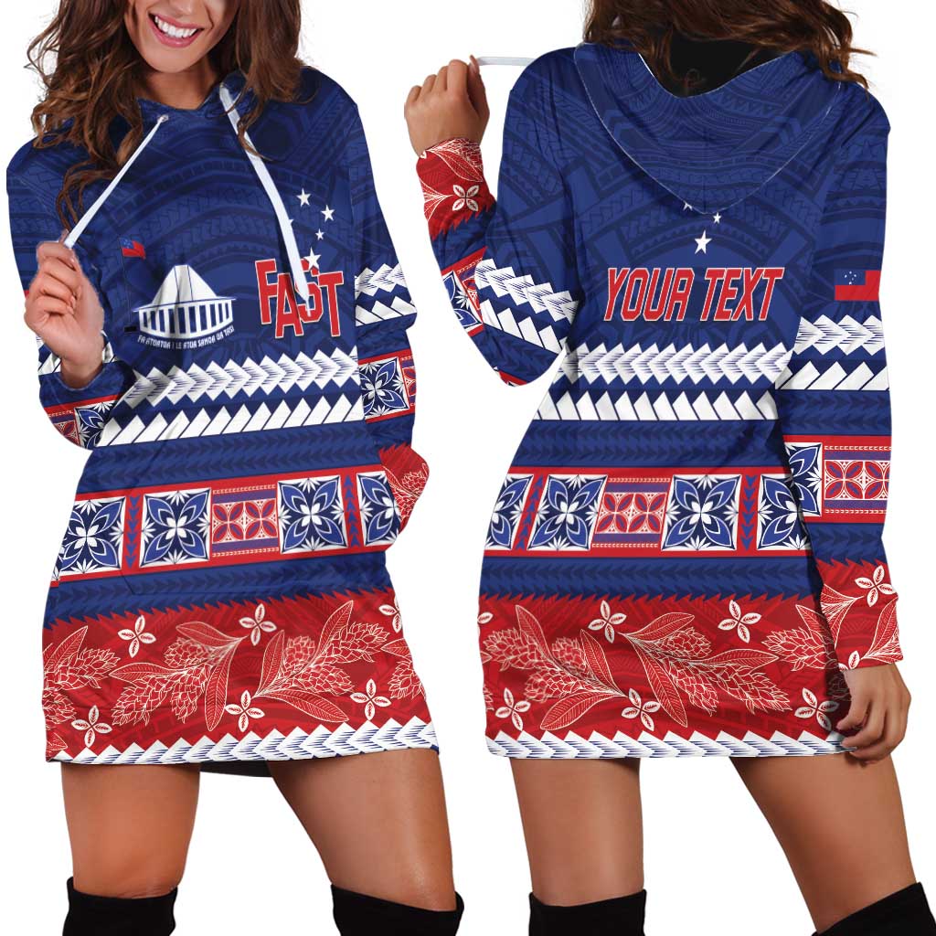 Personalised FAST Samoa Siapo Hoodie Dress Teuila Flowers Samoan Pattern - Polynesian Pride