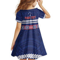 Personalised FAST Samoa Siapo Kid Short Sleeve Dress Teuila Flowers Samoan Pattern - Polynesian Pride