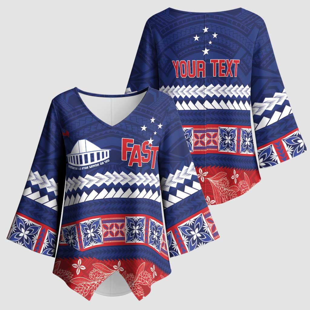 Personalised FAST Samoa Siapo Kimono Sleeve Blouse Teuila Flowers Samoan Pattern - Polynesian Pride