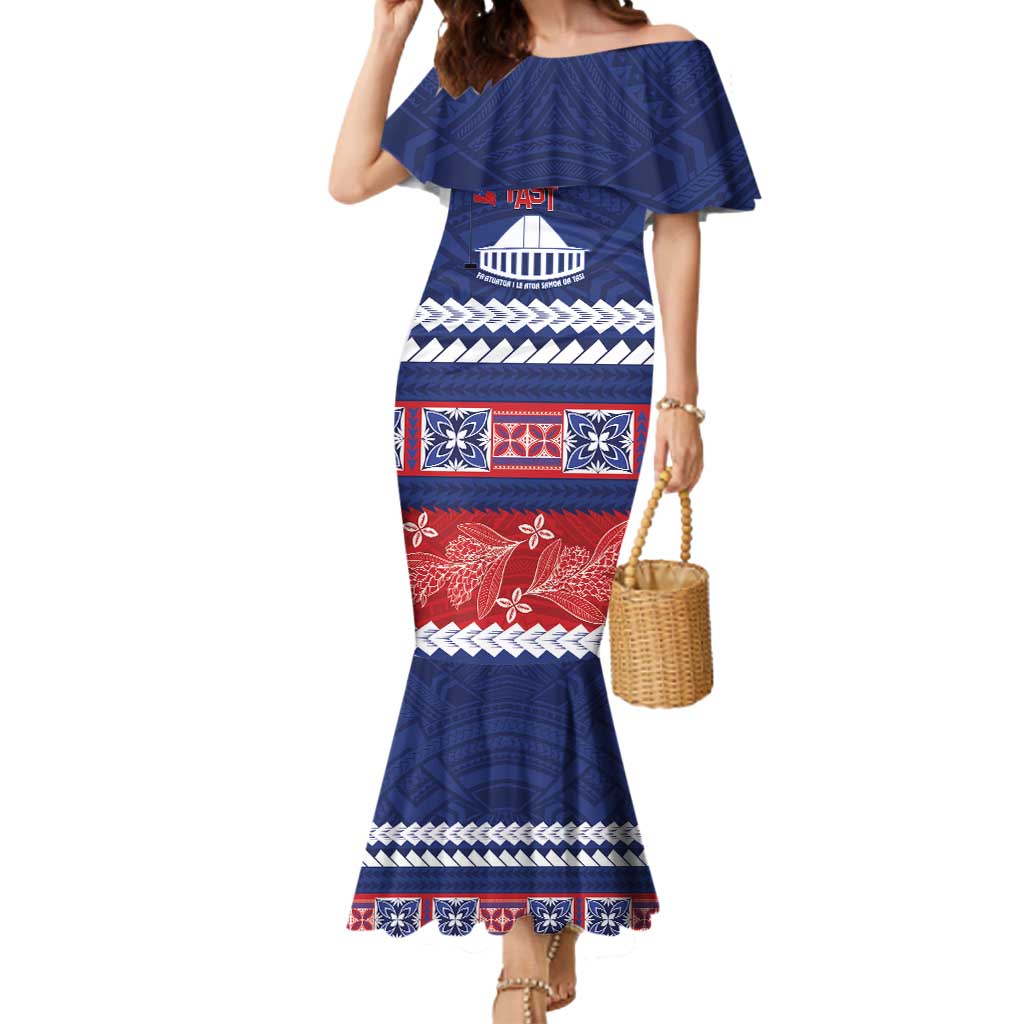 Personalised FAST Samoa Siapo Mermaid Dress Teuila Flowers Samoan Pattern - Polynesian Pride