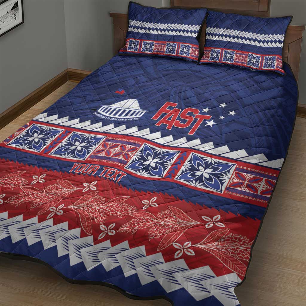 Personalised FAST Samoa Siapo Quilt Bed Set Teuila Flowers Samoan Pattern - Polynesian Pride