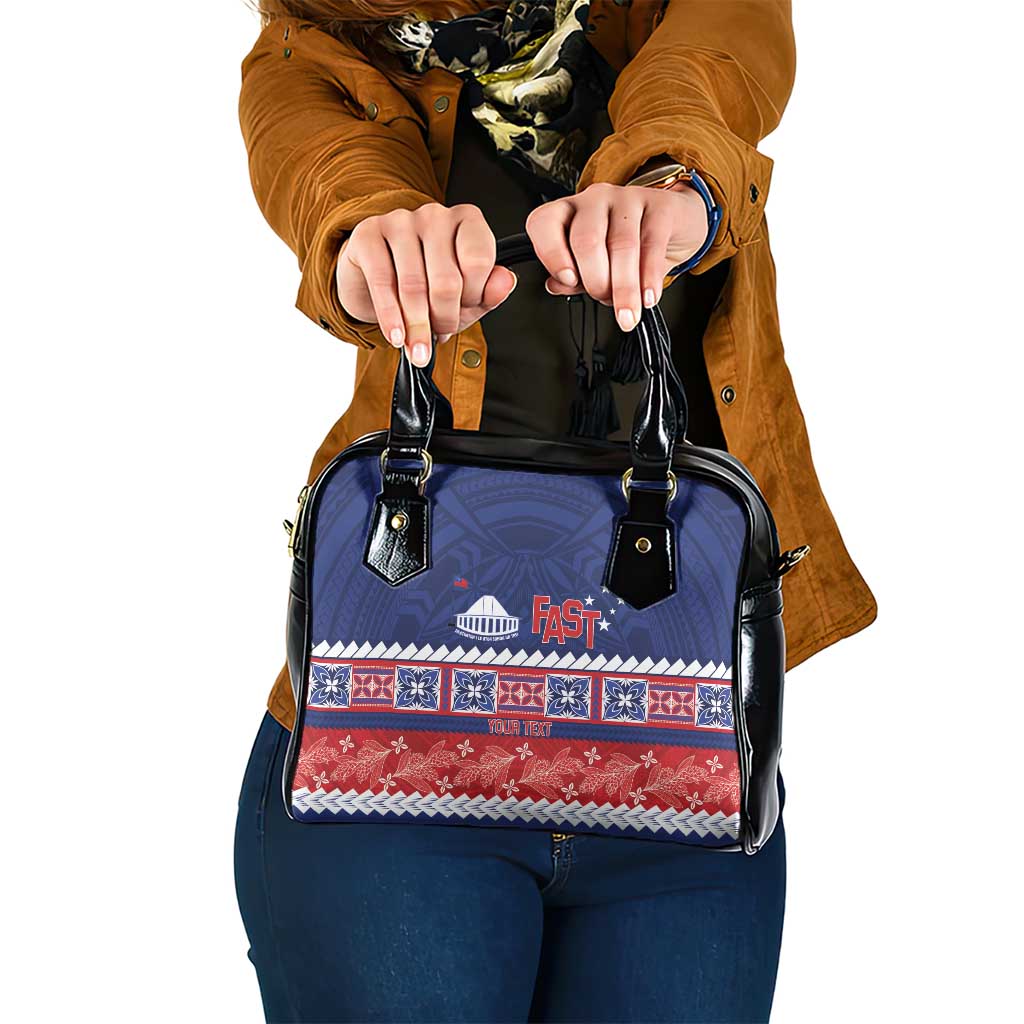 Personalised FAST Samoa Siapo Shoulder Handbag Teuila Flowers Samoan Pattern - Polynesian Pride