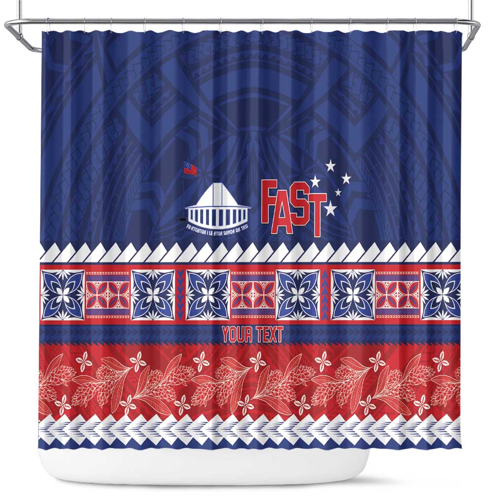 Personalised FAST Samoa Siapo Shower Curtain Teuila Flowers Samoan Pattern - Polynesian Pride