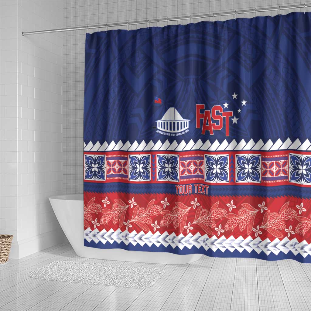 Personalised FAST Samoa Siapo Shower Curtain Teuila Flowers Samoan Pattern - Polynesian Pride