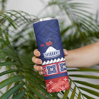 Personalised FAST Samoa Siapo Skinny Tumbler Teuila Flowers Samoan Pattern - Polynesian Pride