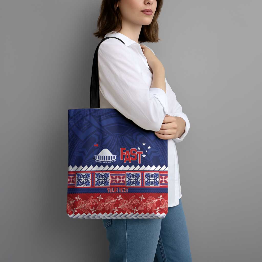 Personalised FAST Samoa Siapo Tote Bag Teuila Flowers Samoan Pattern - Polynesian Pride