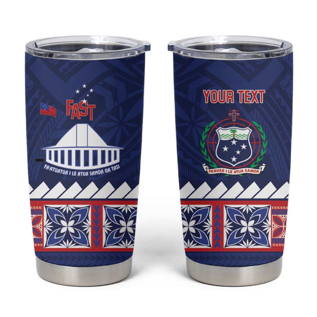 Personalised FAST Samoa Siapo Tumbler Cup Teuila Flowers Samoan Pattern - Polynesian Pride