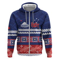 Personalised FAST Samoa Siapo Zip Hoodie Teuila Flowers Samoan Pattern - Polynesian Pride