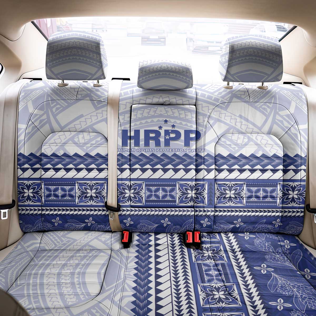 HRPP Samoa Siapo Back Car Seat Cover Teuila Flowers Samoan Pattern - Polynesian Pride