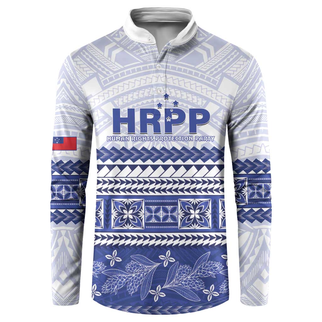 Personalised HRPP Samoa Siapo Button Sweatshirt Teuila Flowers Samoan Pattern - Polynesian Pride