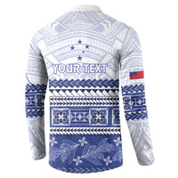 Personalised HRPP Samoa Siapo Button Sweatshirt Teuila Flowers Samoan Pattern - Polynesian Pride