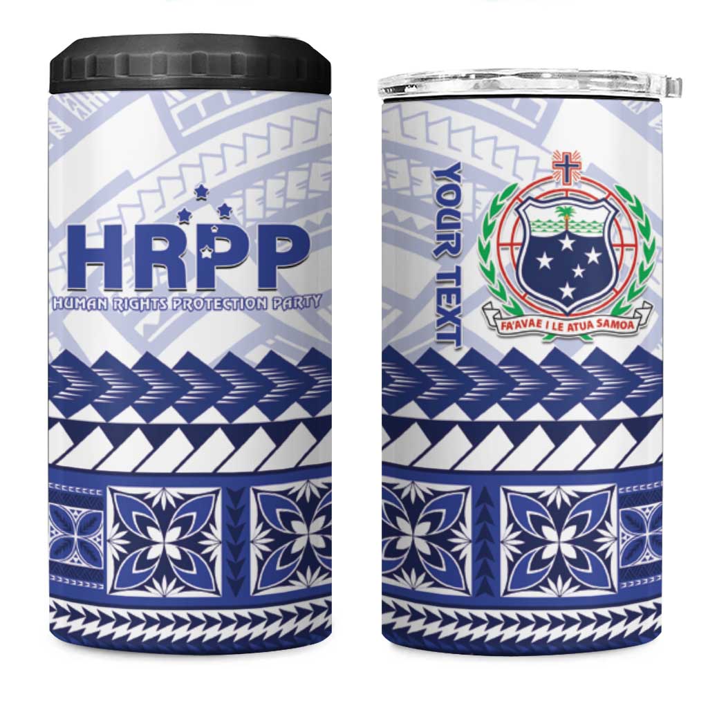 Personalised HRPP Samoa Siapo 4 in 1 Can Cooler Tumbler Teuila Flowers Samoan Pattern - Polynesian Pride