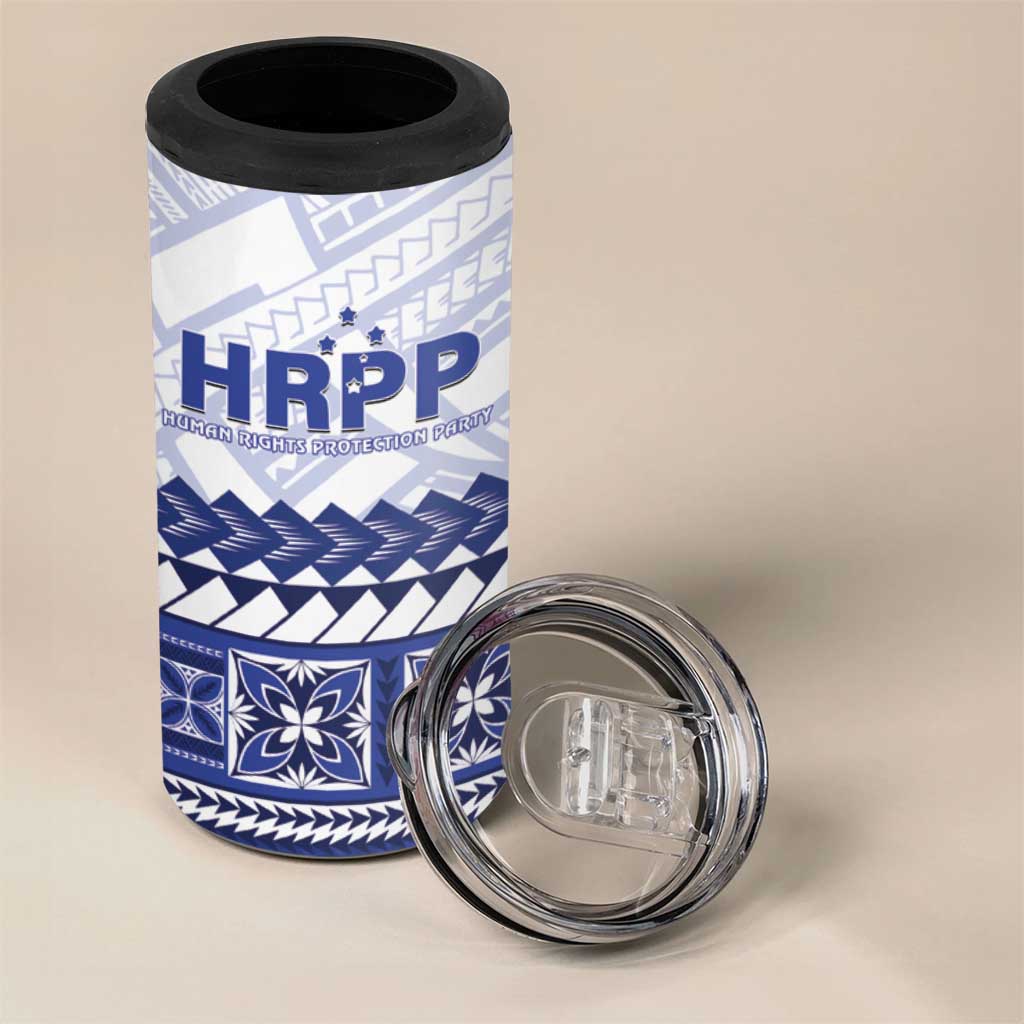 Personalised HRPP Samoa Siapo 4 in 1 Can Cooler Tumbler Teuila Flowers Samoan Pattern - Polynesian Pride