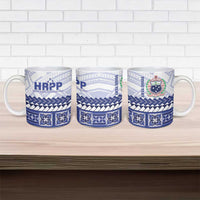 Personalised HRPP Samoa Siapo Ceramic Mug Teuila Flowers Samoan Pattern - Polynesian Pride