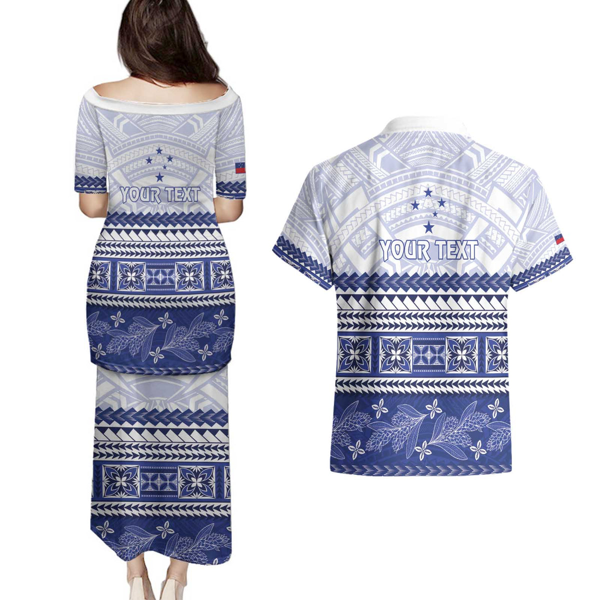 Personalised HRPP Samoa Siapo Couples Matching Puletasi and Hawaiian Shirt Teuila Flowers Samoan Pattern - Polynesian Pride