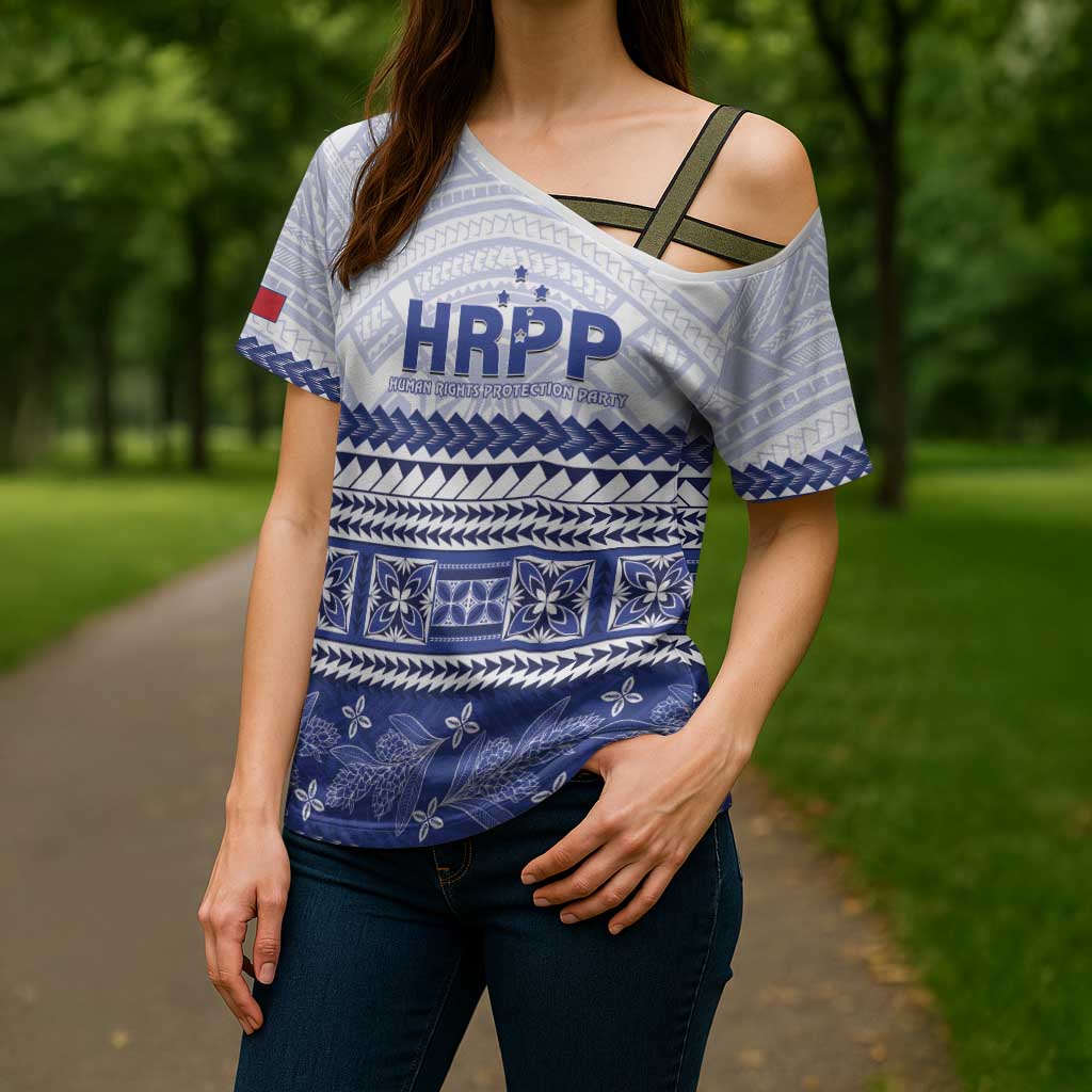Personalised HRPP Samoa Siapo Cross Shoulder Shirt Teuila Flowers Samoan Pattern - Polynesian Pride