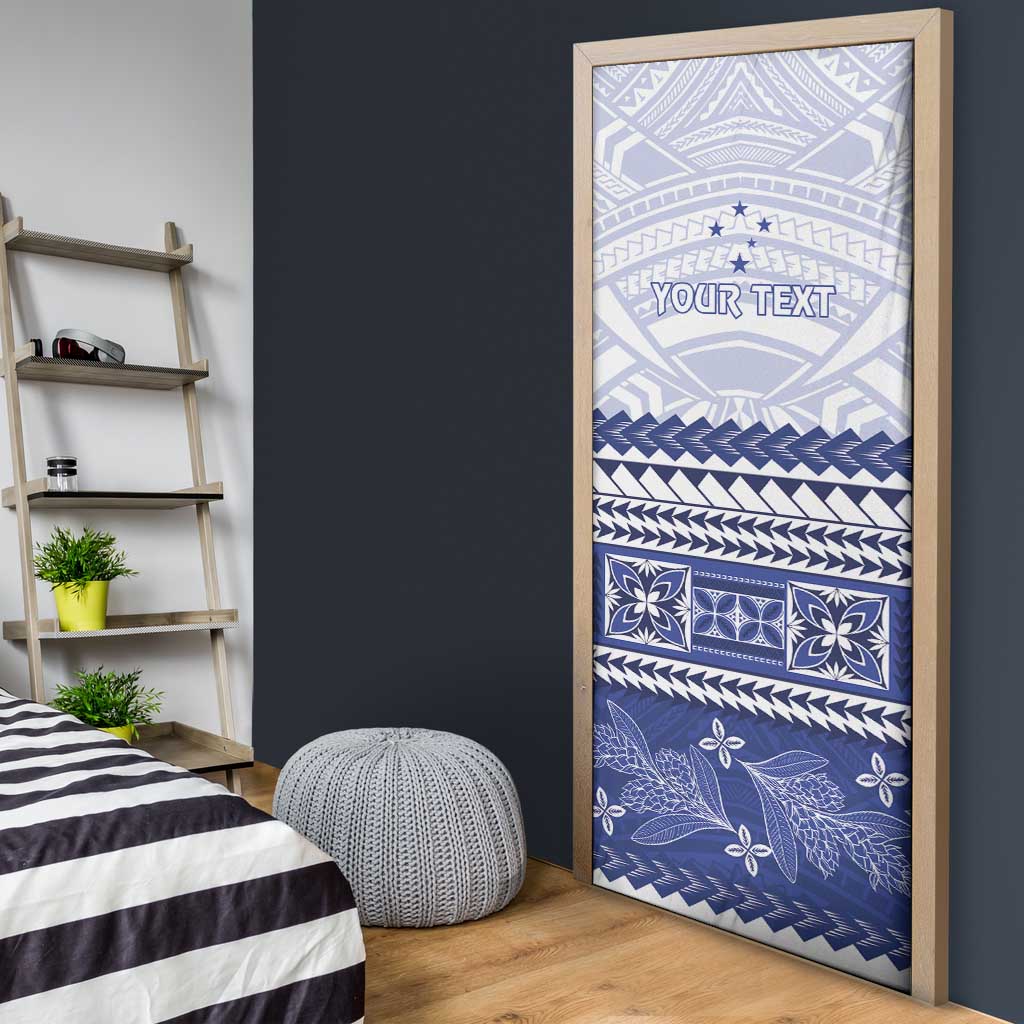 Personalised HRPP Samoa Siapo Door Cover Teuila Flowers Samoan Pattern - Polynesian Pride
