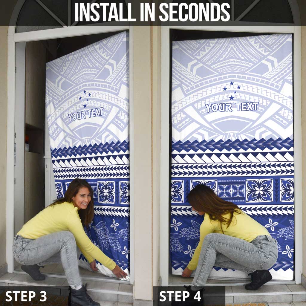 Personalised HRPP Samoa Siapo Door Cover Teuila Flowers Samoan Pattern - Polynesian Pride