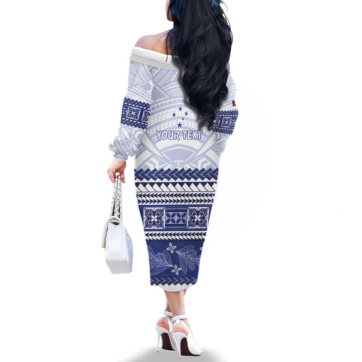 Personalised HRPP Samoa Siapo Family Matching Off The Shoulder Long Sleeve Dress and Hawaiian Shirt Teuila Flowers Samoan Pattern - Polynesian Pride