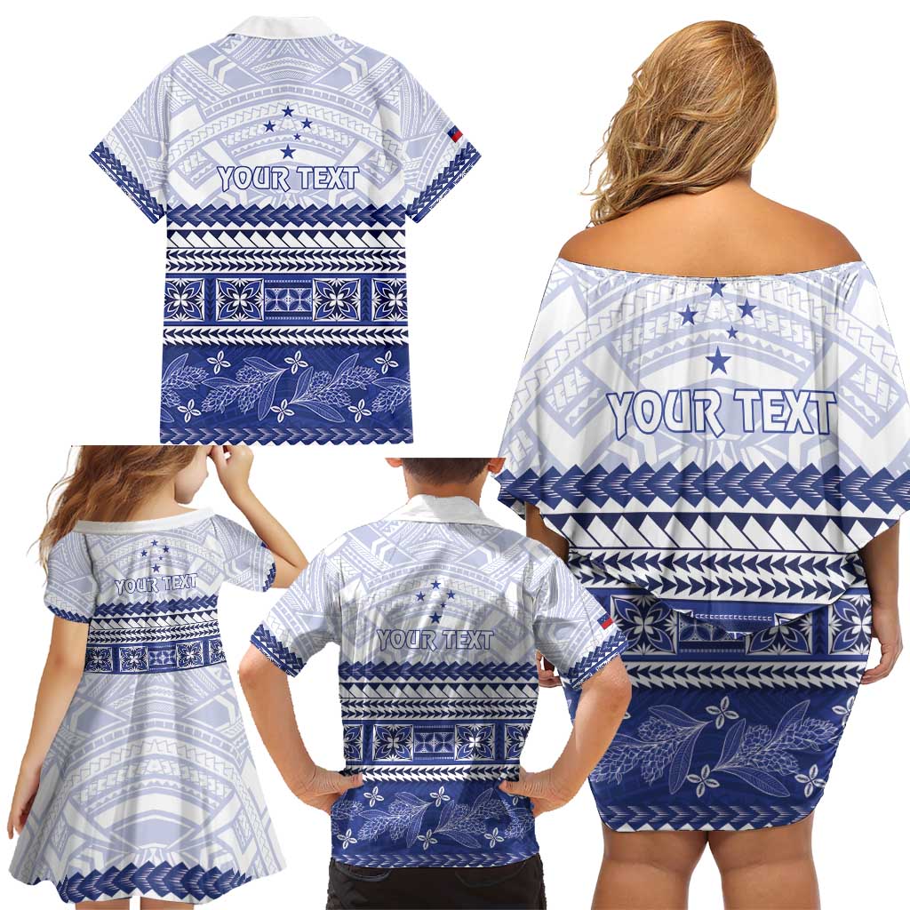 Personalised HRPP Samoa Siapo Family Matching Off Shoulder Short Dress and Hawaiian Shirt Teuila Flowers Samoan Pattern - Polynesian Pride