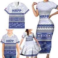 Personalised HRPP Samoa Siapo Family Matching Short Sleeve Bodycon Dress and Hawaiian Shirt Teuila Flowers Samoan Pattern - Polynesian Pride