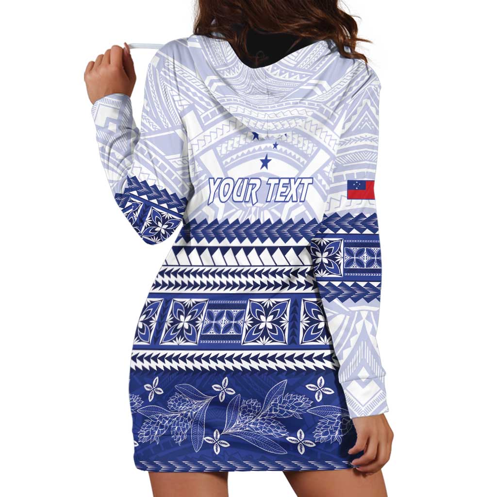 Personalised HRPP Samoa Siapo Hoodie Dress Teuila Flowers Samoan Pattern - Polynesian Pride