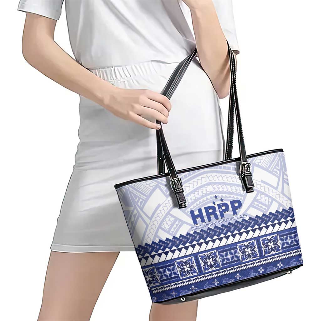 HRPP Samoa Siapo Leather Tote Bag Teuila Flowers Samoan Pattern - Polynesian Pride