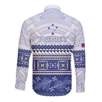 Personalised HRPP Samoa Siapo Long Sleeve Button Shirt Teuila Flowers Samoan Pattern - Polynesian Pride