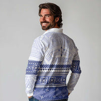 Personalised HRPP Samoa Siapo Long Sleeve Polo Shirt Teuila Flowers Samoan Pattern - Polynesian Pride