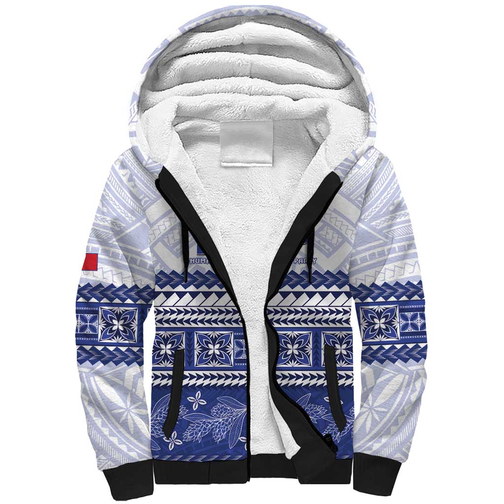 Personalised HRPP Samoa Siapo Sherpa Hoodie Teuila Flowers Samoan Pattern - Polynesian Pride