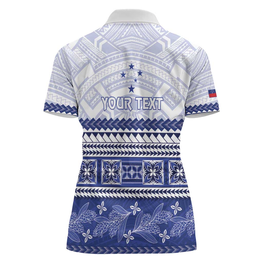 Personalised HRPP Samoa Siapo Women Polo Shirt Teuila Flowers Samoan Pattern - Polynesian Pride