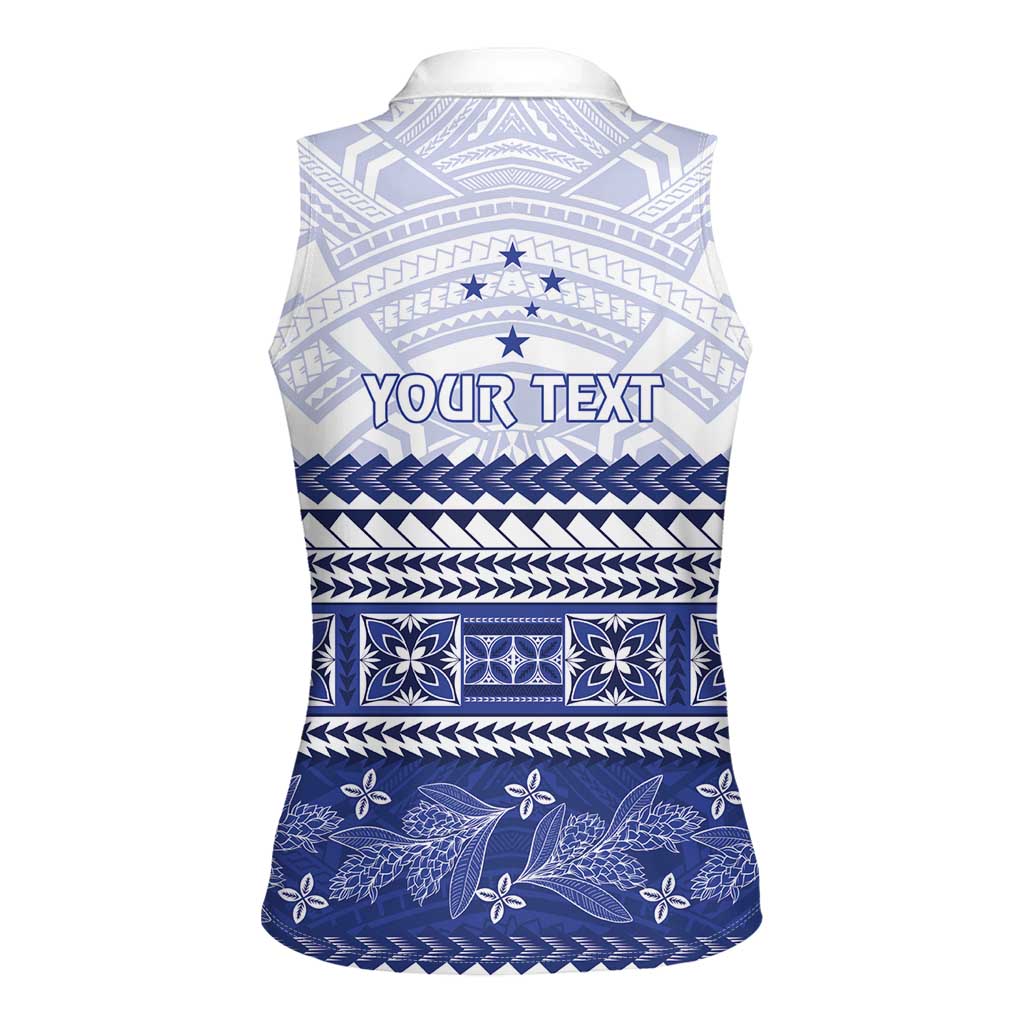 Personalised HRPP Samoa Siapo Women Sleeveless Polo Shirt Teuila Flowers Samoan Pattern - Polynesian Pride