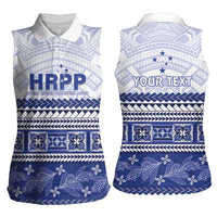 Personalised HRPP Samoa Siapo Women Sleeveless Polo Shirt Teuila Flowers Samoan Pattern - Polynesian Pride