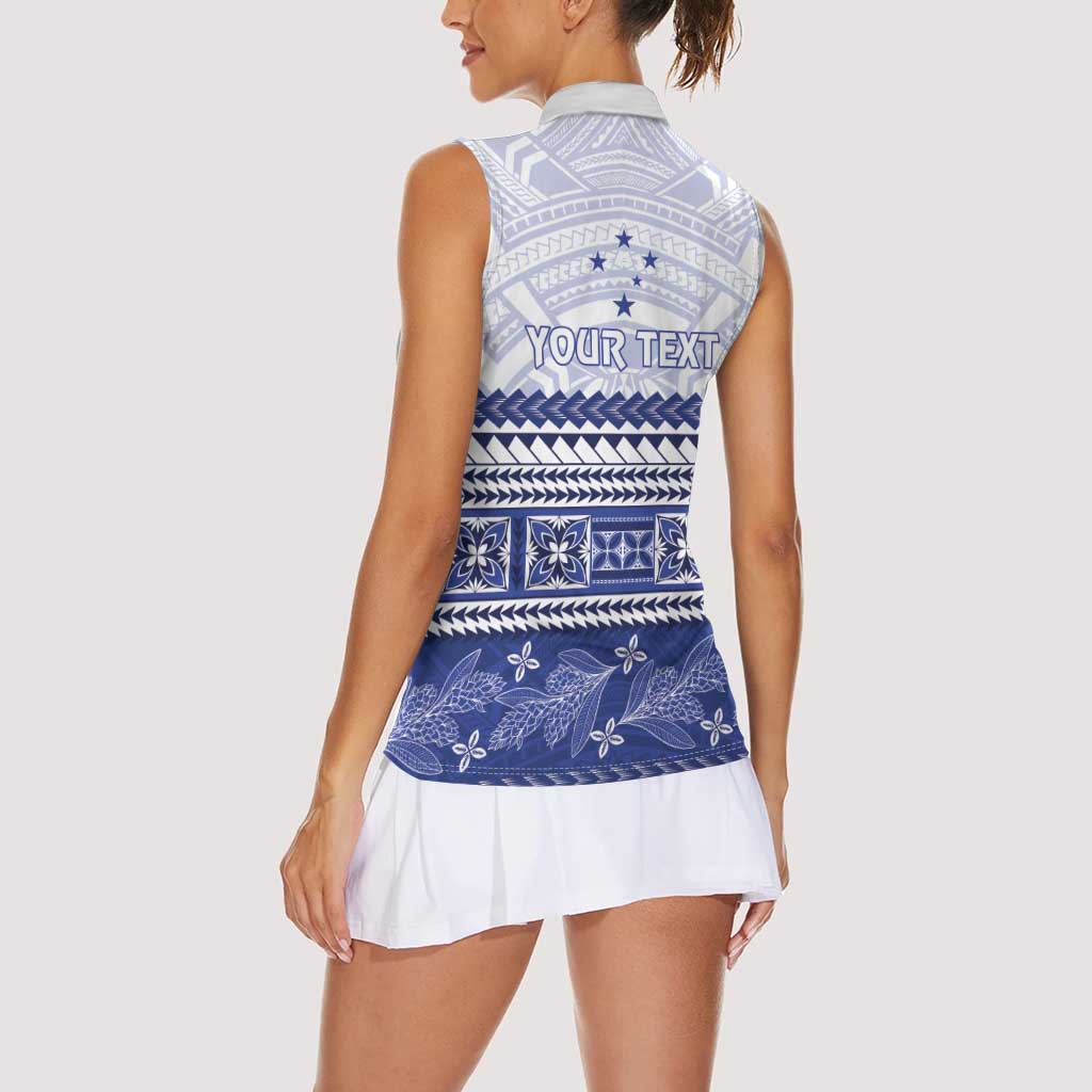 Personalised HRPP Samoa Siapo Women Sleeveless Polo Shirt Teuila Flowers Samoan Pattern - Polynesian Pride