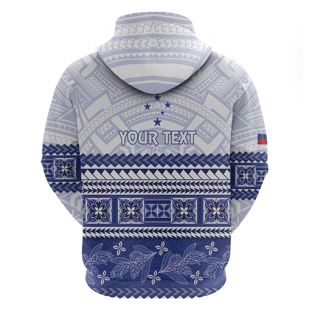 Personalised HRPP Samoa Siapo Zip Hoodie Teuila Flowers Samoan Pattern - Polynesian Pride