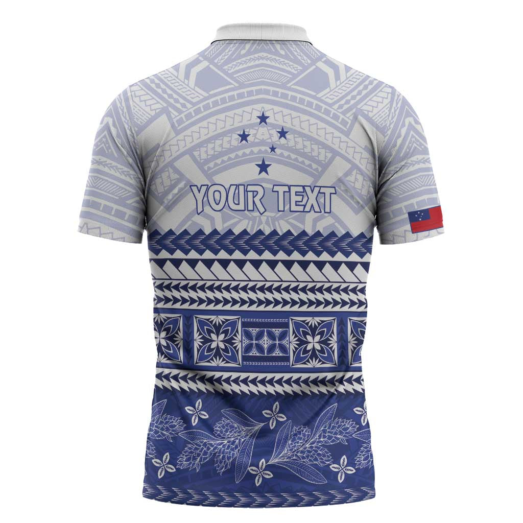 Personalised HRPP Samoa Siapo Zipper Polo Shirt Teuila Flowers Samoan Pattern - Polynesian Pride