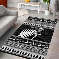 New Zealand Christmas Rugby Personalised Area Rug Meri Kirihimete All Black Maori - Polynesian Pride